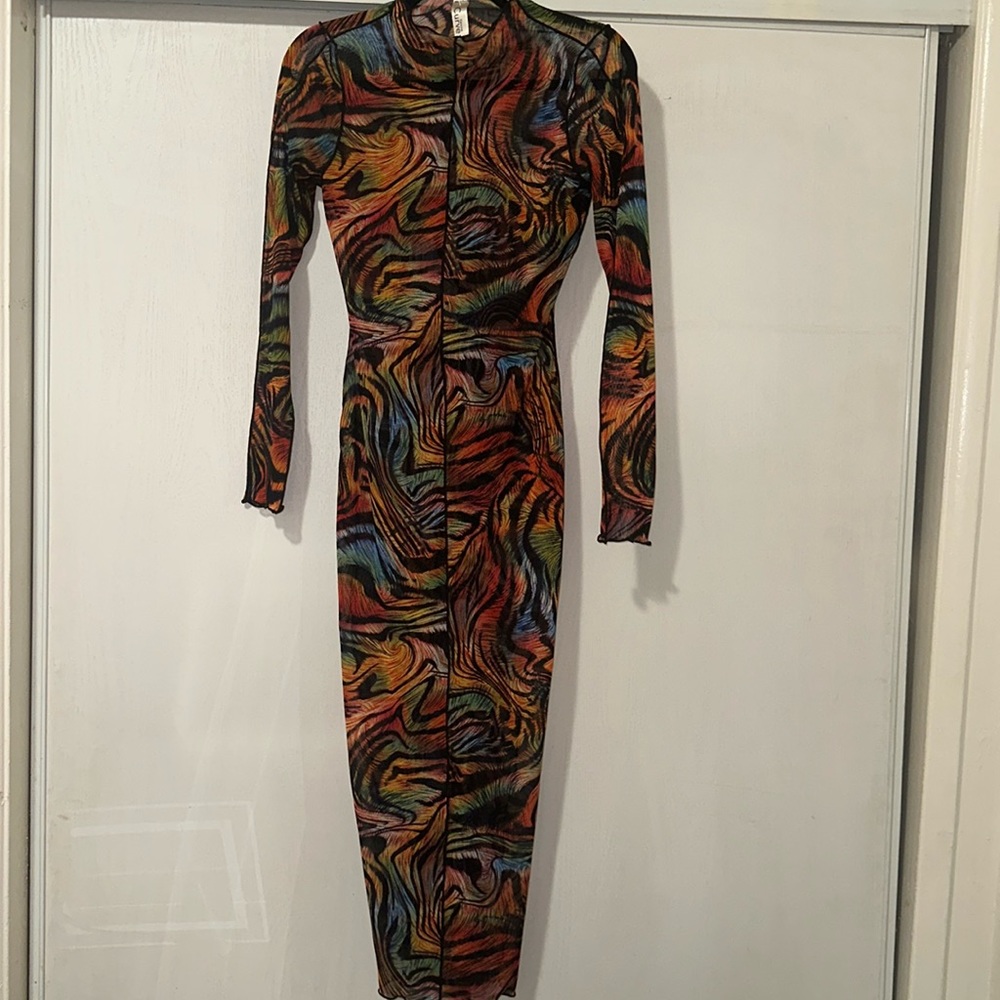 Colorful Zebra Print Dress Size Medium